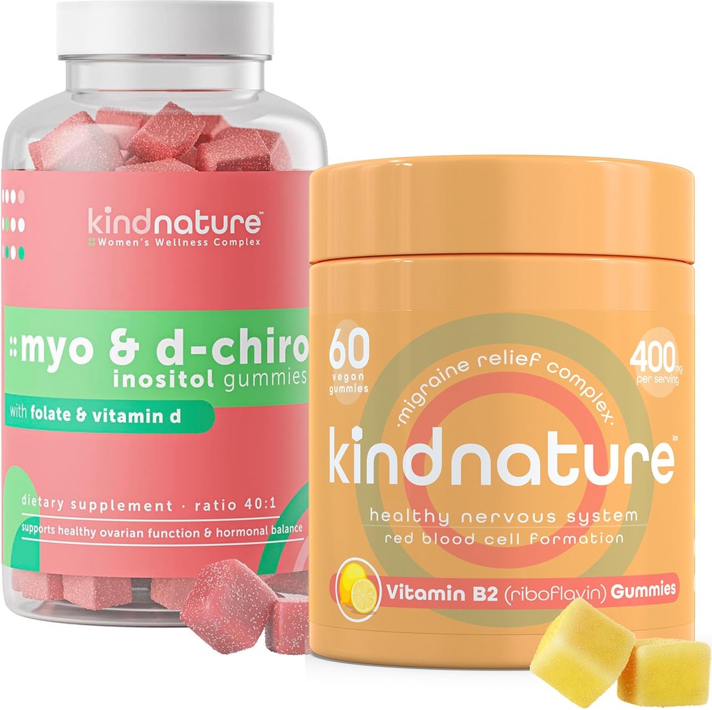 Myo-Inozitols & Vitamīns B2 Labsajūtas paka - Hormonālais līdzsvars, Migrēna Relief & Energy Support Gumijas