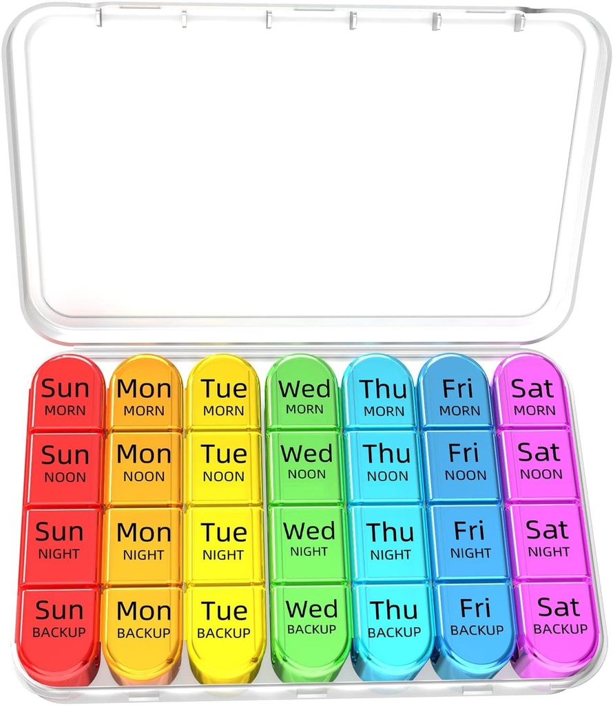 Odaro Weekly Pill organizators 4 reizes dienā, Daily Pill Box 7 diena, liels ceļojumu Pill Case ar 28 iecirknis, lai turētu medicīnu, vitamīnu un uztura bagātinātāju - balts gadījums