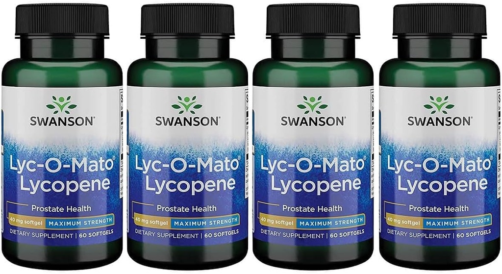 Swanson Super- Strength LYC- O- Mato Lycopene 40 Milligrams 60 Sgels (4 Iepakojums)