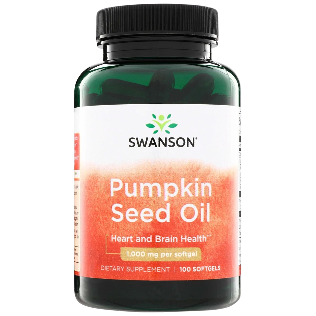 Swanson Ķirbju sēklu eļļa - EFAs ar augstu biopieejamību - (100 Softgel kapsulas, 1000mg katra)