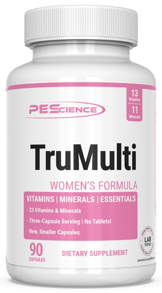 PEScience TruMulti Multivitamīnu sievietēm ar dzelzi, ikdienas formula ar Premium vitamīnu C, D, cinka papildinājums imūnās uzturvielas, Helated Minerals, 90 Viegli norīt kapsulas