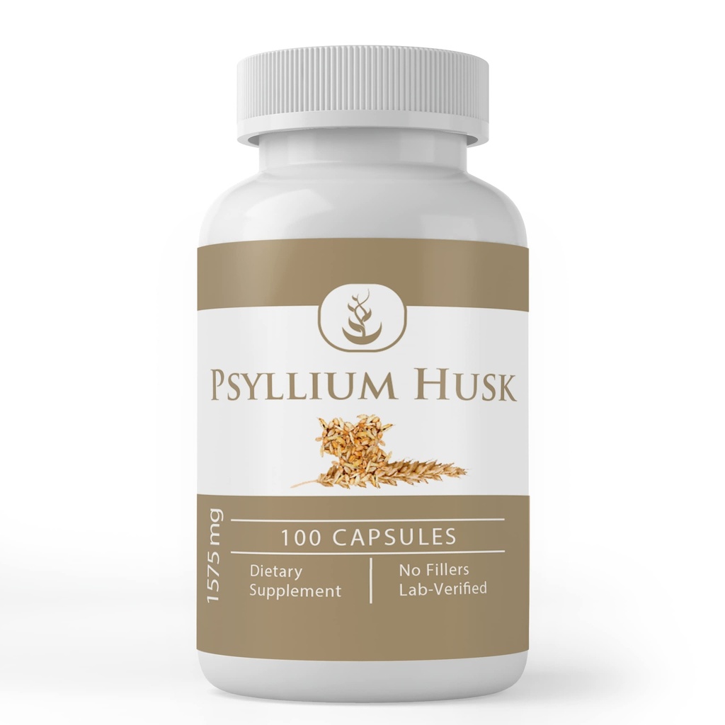 Pure Original Sastāvdaļas Psilium Husk Kapsulas (100 kapsulas) Fiber pulvera papildinājums, bez piedevām vai pildījumiem, Lab Verified