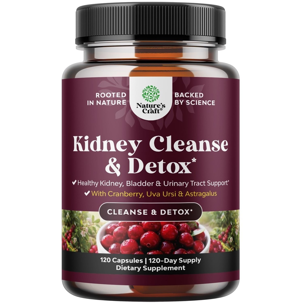 Advanced Niren Support Papildinājums - Nieru tīrīšana Detox & Remonts Dzērveņu ekstrakta kapsulas ar Uva Ursi, Stinging Nettle & Astragalus nieru veselībai - Urīnceļu veselība - 120 Caps