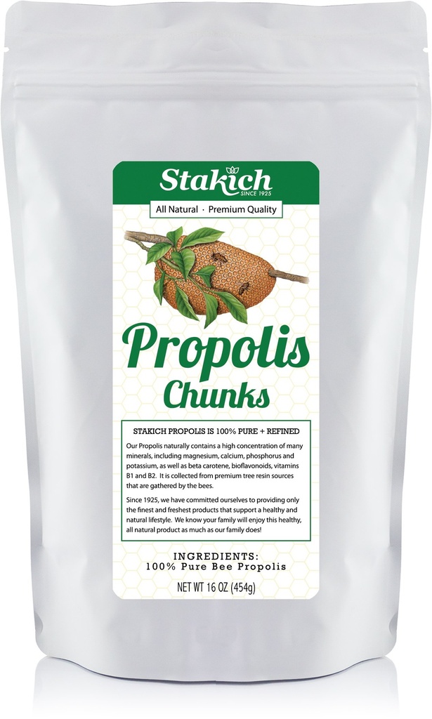 Stakich Bee Propolis Chunks - tīri, dabiski - 1 mārciņa (16 Ounce)