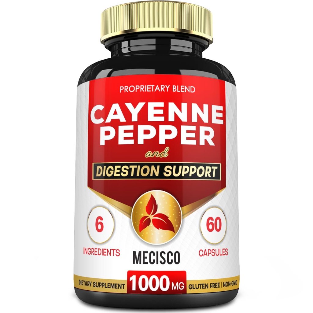 6in1 Cayenne Piparu kapsulas ar ingvera saknes, biešu saknes, un melnās piparu un vairāk - 60 kapsulas - Cayenne papildinājums atbalsta Gremošanas sistēma, immunitāte
