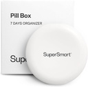 SuperSmart - Pill Box organizators 7 dienas ar 1 griešanas asmeni tabletēm - ceļojumu izmēra prece - maza uzglabāšana bagātinātājiem un zālēm - Viegli lietojams ar 7 lieliem iecirkņiem - White