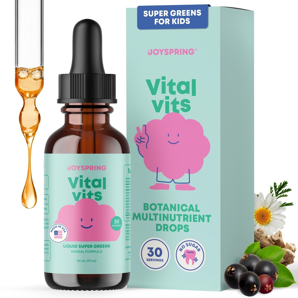 JoySpring Vital Vits - Kids Liquid Multivitamine - 1 fl oz (30 Kalpojumi) 