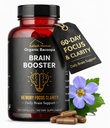 Bacopa, Organic Brain Booster, Nootropic Brain Papildinājums, Bacopa Monnieri/Brahmi, Garīgā asuma, Focus, Atmiņas un kognitīvā labsajūta, 120 kapsulas 500mg, 2 mēnešu piegādes