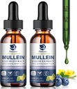 Mullein Pilieni Plaušas, Lung Detox & Cleanse, Vegan Mullein Leaf Extract Tincture ar hlorofila plūškoka u.c., Dabīgs augu papildinājums elpošanas, imūnās, 60 Kalpo