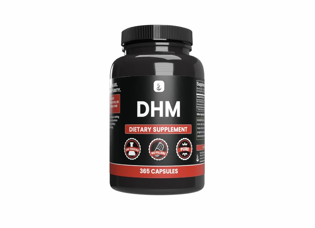 PURE ORIĢINĀLS SASTĀVDAĻAS DHM, (365 kapsulas) Nav magnija vai rīsu pildījumu, Vienmēr Pure, Lab Verified