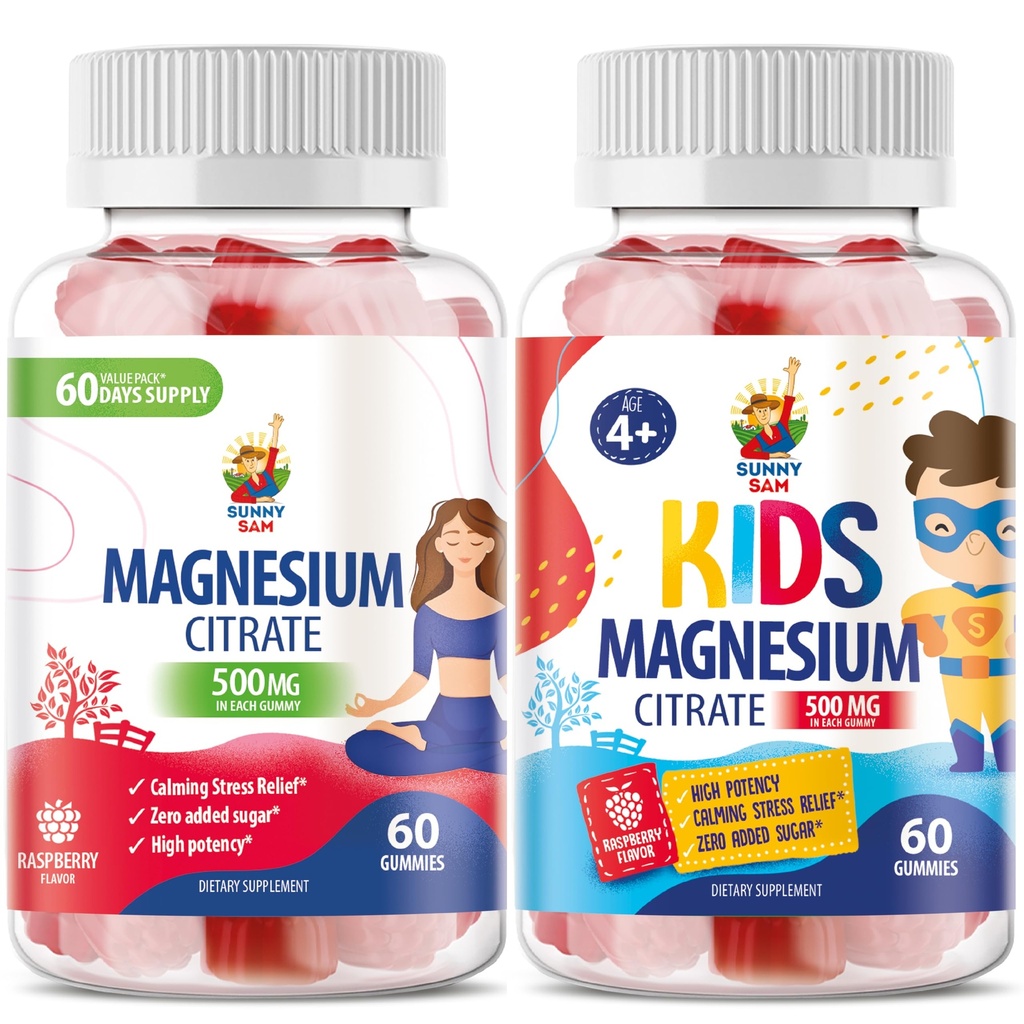 Magnija Gumijas bērniem un pieaugušajiem - 500mg - Calm Magnija Košļājamās - Magnija Citrāts Košļājamās Papildinājums Mood & Muskuļu Atbalsts