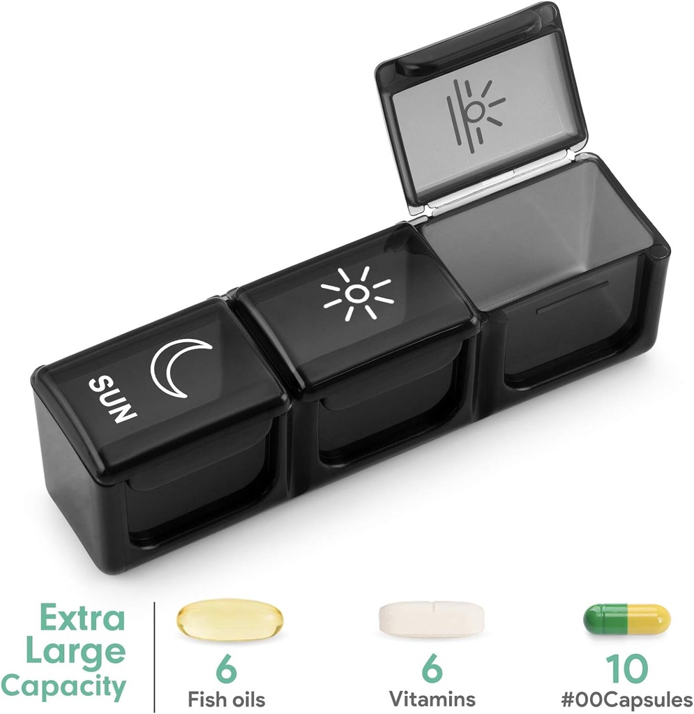 BUG HULL Weekly Pill organizators 3X diena, Daily 7 Day Pill Box 3 Reizi dienā, Travel Medicine Pill Organizators Pill Case Konteiners vitamīniem, papildinājumi