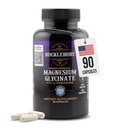 Sprādze Magnijs Glicinēt kapsulas ar L-Teanine 350mg - Advanced Formula stresa atvieglošanai, muskuļu un kaulu veselības atbalsts - Magnija Glycinate bagātinātāji sievietēm un vīriešiem - Vegan 90 Count