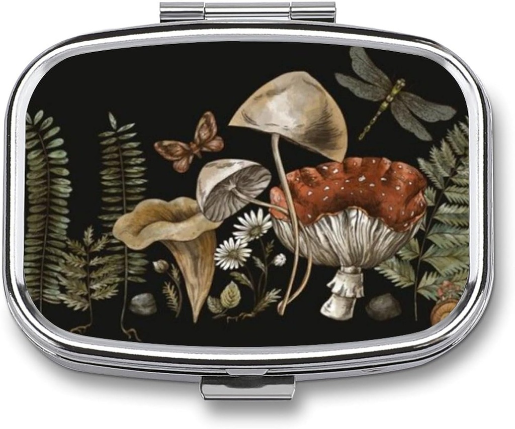 Metāls 2 Iecirknis Pill Organizators Travel Friendly Portable Compact Pill Box Cute Pill Case tur vitamīnus, Zivju eļļa,Pupplements,Meds,Tablet for Purse,Pocket. (Augs)