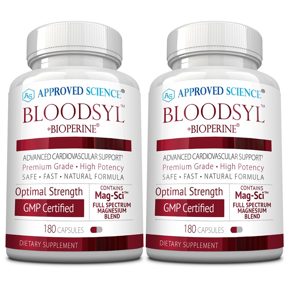 Apstiprināts Science Bloodsyl - atbalsta asins plūsmu - Hawthorn Berry, Magnijs, BioPerine - Vegan - 180 kapsulas - iepakojumā pa 2