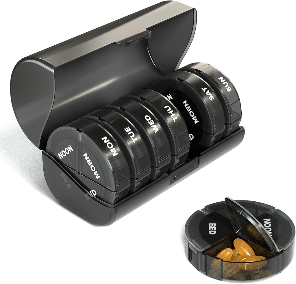 Sukuos Weekly Pill organizators 4 Reizi dienā, Extra Large 7 Dienas Tabletes Kaste, Krāsains Vitamīni Turētājs Gadījumi zivju eļļa, Vitamīni, Medikamenti, Papildinājumi