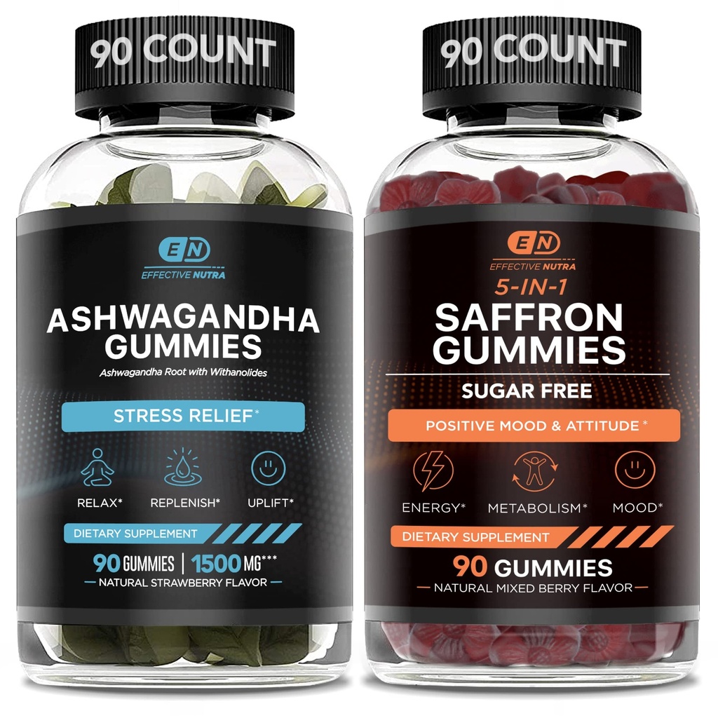 EFEKTIVITĀTE NUTRA Ashwagandha Gumies & Saffron Gumies