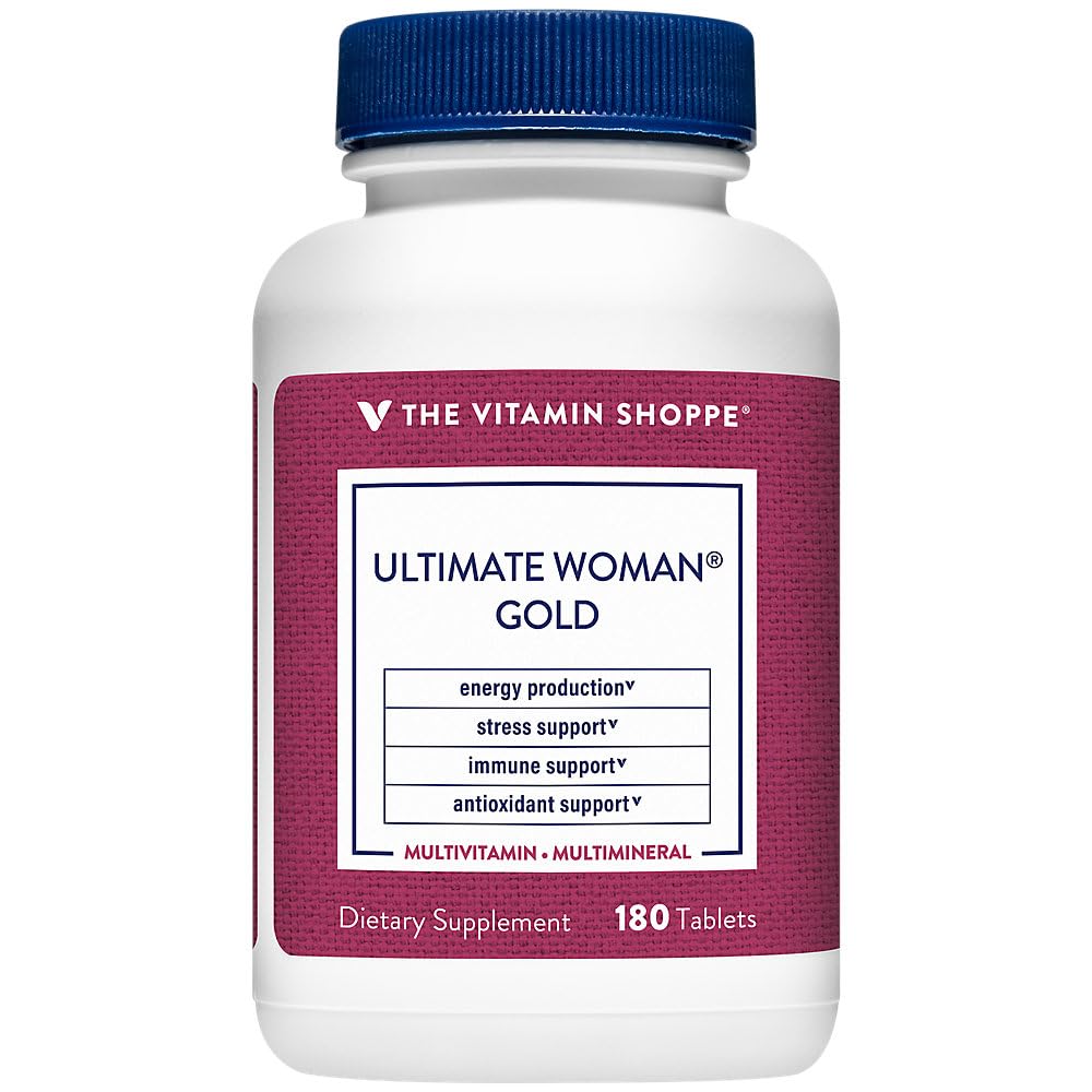 Vitamīnu veikals Ultimate Woman Gold Multivitamīnu - ar dzelzs, B Vitamīni un D3 vitamīns un vairāk, lai atbalstītu enerģijas ražošanu, kaulu un imūno veselību - bez lipekļa Multi-Mineral (180 tabletes)