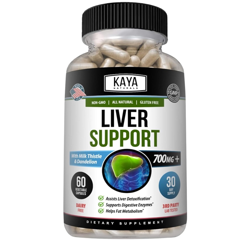 Kaya Naturals Aknas tīrīt Detox & Remonts - Piena dakša Papildinājums - Aknas Detox sievietēm un vīriešiem - Artišoka ekstrakts un Dandelion Saknes Kapsulas - 60 Count