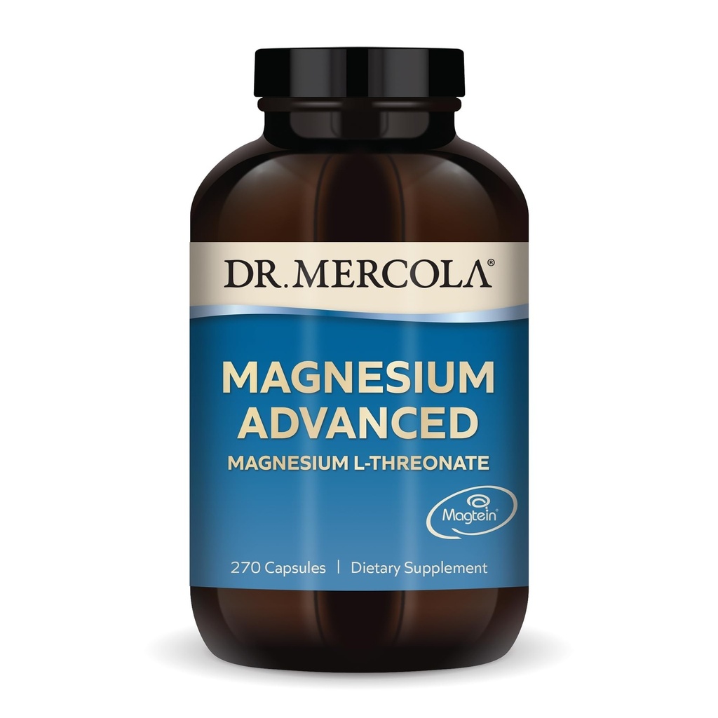 Dr. Mercola Magney Advanced - Atbalsta kaulu, locītavu un smadzeņu veselība - veicina vairāk mierīgs miegs - ne-GMO, bez lipekļa un sojas - 270 kapsulas (90 Kalpo)
