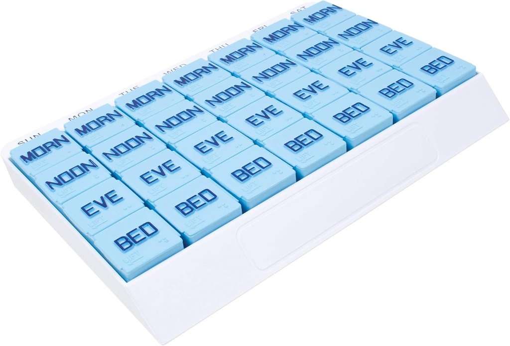 Apex Large 7 Day Weekly Pill organizators - Weekly Pill organizators, 4 reizes dienā, viegli atvērt, organizēt medikamentus vai vitamīnus