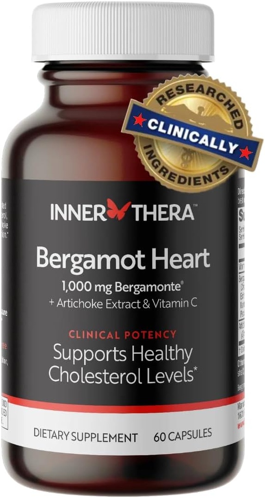 Bergamotes Sirds - 1000mg Sertificēts Citrus Bergamotes - Extra Strength Polifenoli - Kardiologs Izstrādāts un klīniski Proven - Bergamotes Papildinājums augsta holesterīna un sirds veselības