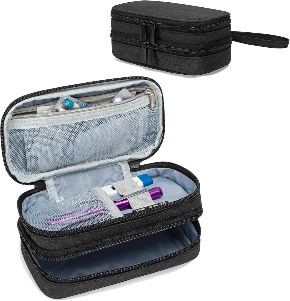 Trunab Portable Travel Bag ar Weekly Pill Box organizators 2 reizes dienā, Pill kaste tabletes, vitamīns, zivju eļļa, papildinājumi turētājs
