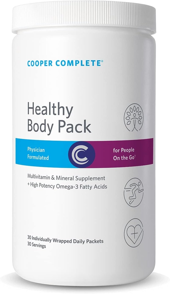 Cooper Complete - Veselīgs ķermeņa iepakojums - ikdienas vitamīnu iepakojums ar multivitamīnu un omega 3 zivju eļļu - 30 iepakojumi uz vienu pudeli. Iepakojumā pa 3
