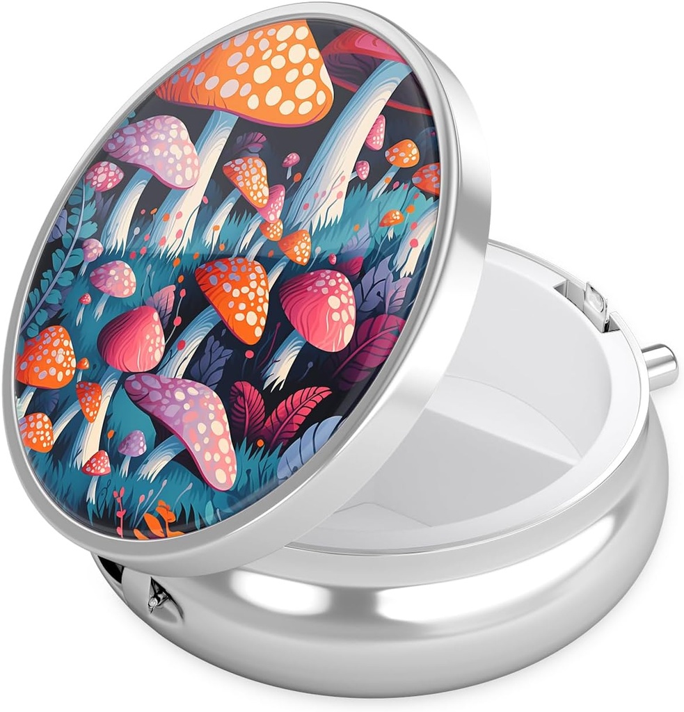 Nipichsha Pill kaste, maza plātne Case for Purse & Pocket, Cute Travel Medicine Organizators, Portable Medicine Konteinera turētājs turēt vitamīnus, zāles, zivju eļļa & Papildinājums, Sēnes