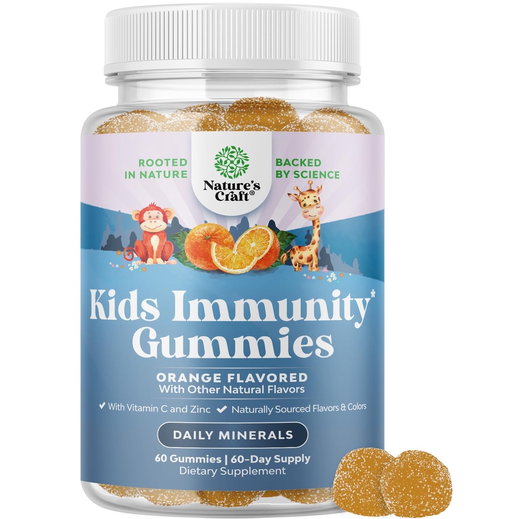 Bērnu Immunity Atbalsts Gumijas - Delicious C vitamīns ar cinku un ehināciju Imūnās Booster Gummies bērniem - Vegan Gluten bezmaksas un Želatīns bez košļājamās gumija vitamīnu papildinājums bērniem