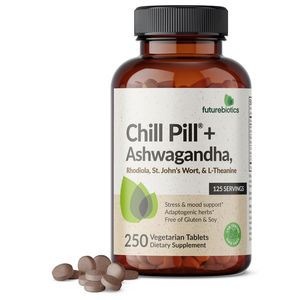 Nākotnes antibiotikas Hill Pill + Ashwagandha, Rhodiola, asinszāle, un L-teanīns - ne-GMO, 250 Veģetārās tabletes