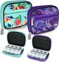 Serfeymi Weekly Travel Pill Organizatora Pill Case Purse with Removable 7 Day Pill Box, Modes Travel Medicine Organizators Pill Konteiners medicīnai, Vitamīnu, Papildinājums - Green 01 + Purple 01