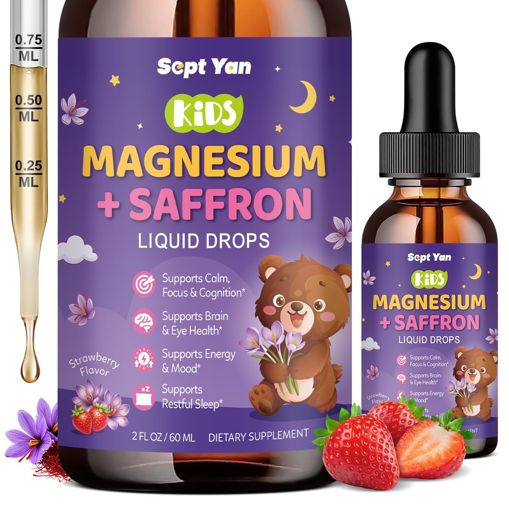 Magnija glicināts Šķidrie pilieni, 1000 mg Magnija glicināts, citrāts un treonāts ar celulozes šķiedru, L-teanīnu, B un C vitamīnu miegam, muskuļiem, enerģijai un relaksācijai, bezcukura citrona uzliesmojums