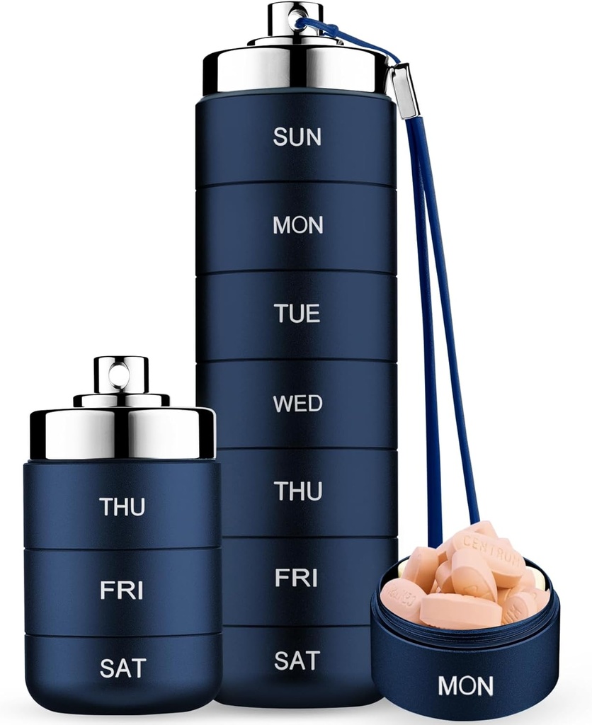 Mossime Metal Travel Pill Organizators, Pārnēsājams 7 Dienas Vitamīnu Organizators Stackable, Ūdensdrošs 1 Reizes Pill Box, Liels Pill Konteiners, Dienas medicīna Organizators vitamīnu, Zivju eļļa, Papildinājums