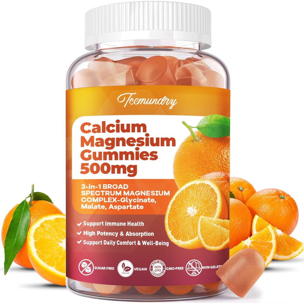 Kalcija magnija papildinājums Gumijas pieaugušajiem: kalcija citrāts 600 mg ar vitamīnu D3 & K2 sievietēm Vīrieši - Atbalsta B0ne Strength, Labāk Zzz, Muskuļi, Enerģija un Imūnās sistēmas (60 Skaits)