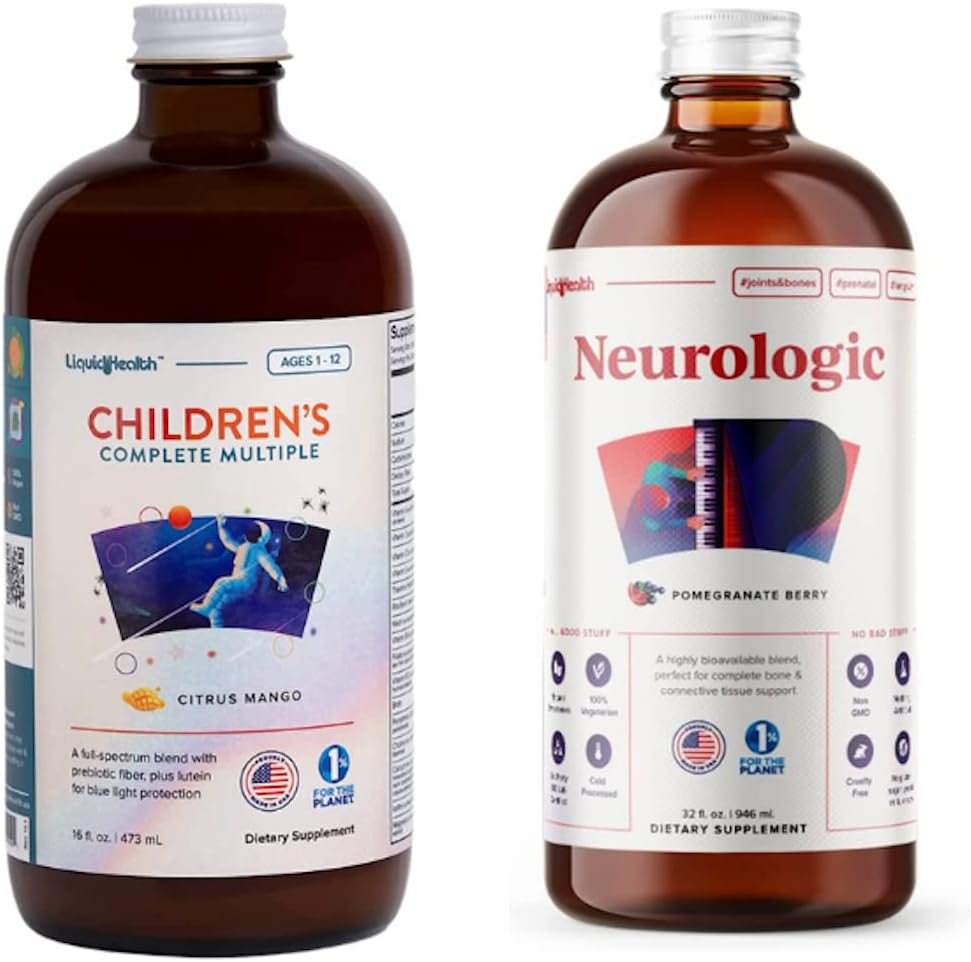 LIQUIDHEALTH šķidrie multivitamīni bērniem un smadzeņu revakcinācijas neuroloģiskie šķidrā vitamīna bagātinātāji