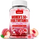 Bezcukura sievietes Multivitamīnu 50 Plus Gumijas ar kalciju, magniju, cinku, A, C, D3 vitamīns, E, K2, B komplekss, folāts, biotīns - Multi Vitamīni un minerālvielas ādai, enerģija, Imūnu atbalsts