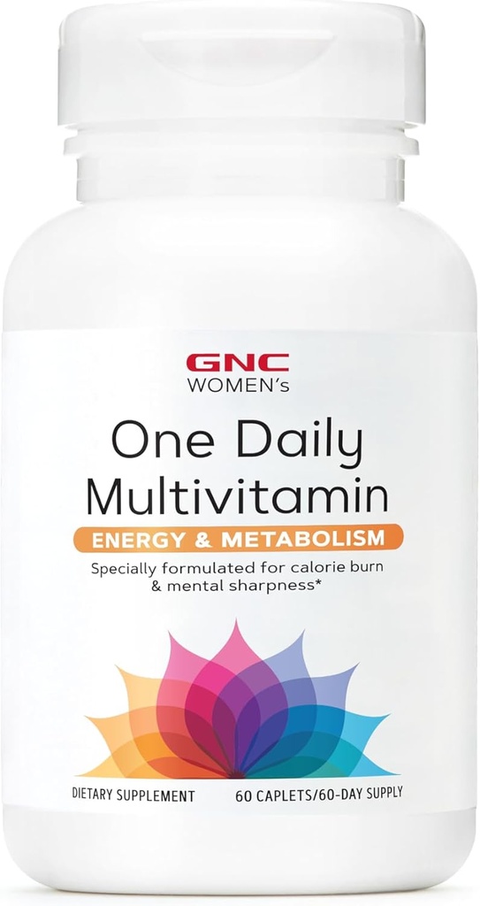 GNC Sieviešu vienu dienu Multivitamīnu - enerģija un metabolisms, atbalsta uzlabotu veiktspēju, Focus un sirds un asinsvadu veselība, ikdienas papildinājums, 60 Caplets