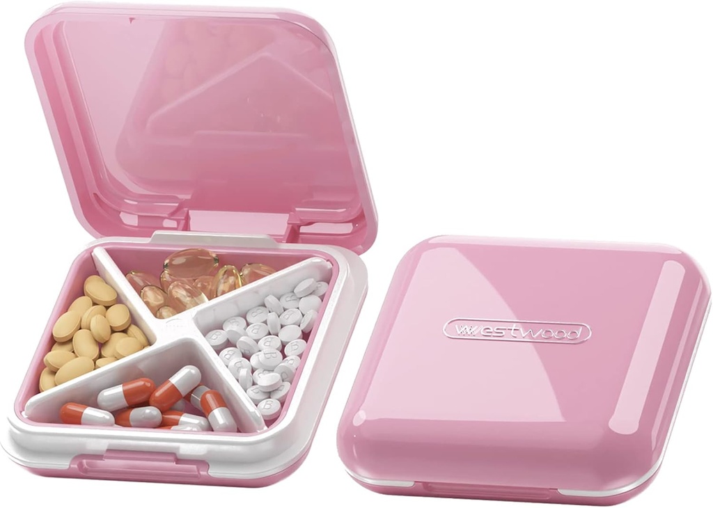 DUBSTAR mazās tabletes kaste, cute Pill kaste - Travel Daily Pill organizētājs, Portatīvs pretty Pill konteiners Purse kabatām, Compact Medicine Holder for Vitamīni, zivju eļļas, papildinājumi (rozā)