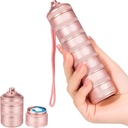7 Day Metal Pill organizators - Ūdensnecaurlaidīgs Travel Vitamīnu kaste Pill Box, Daily Pill Container 7 Iedalījumi, Weekly Pill Containers for Medicine Papildinājumi Zivju eļļa, rozā