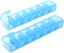 2 Iepakojumi Mazas nedēļas tabletes Organizators,Pocket Daily Pill Case Pill Box Pills / Vitamīns / Zivju eļļa / Plāksnes (Blue)