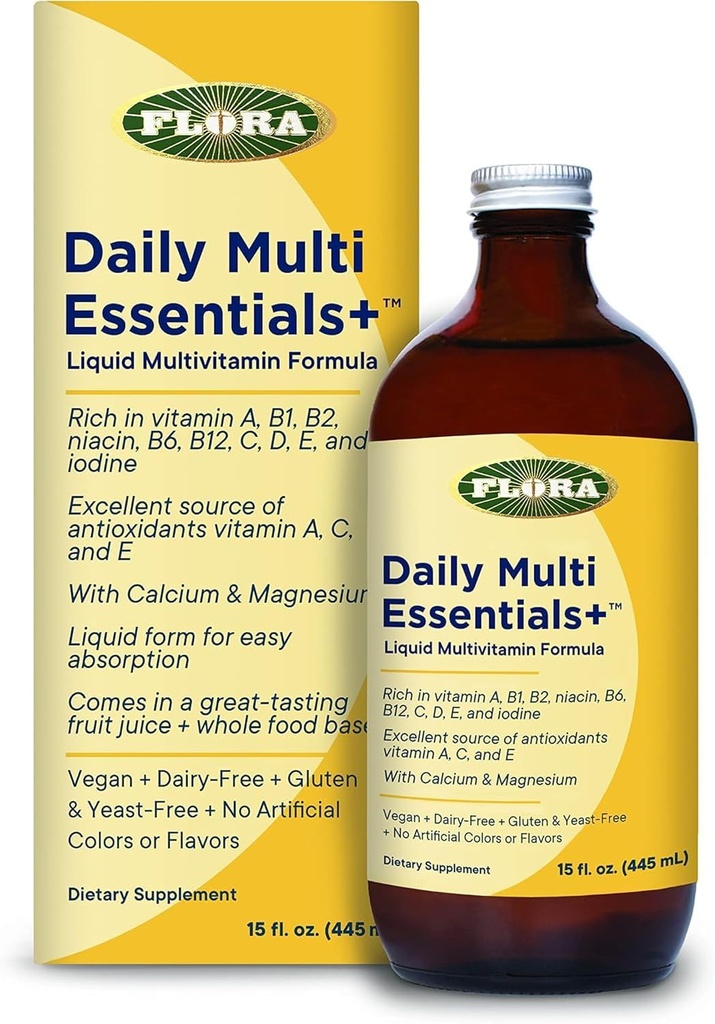 Flora - dienas Multi Essentials+, šķidrā multivitamīnu formula, 13 Essential Vitamīni un minerālvielas, 15 Fl Oz