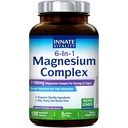 Iedzimtā Vitalitāte Magnija komplekss 6-in-1, 1160mg uz vienu Kalpošanas, Atpūtas un Gremošanas, Magnija Glicināts & Citrāts, Augsta Absorbcija, 120 Vegan Kapsulas