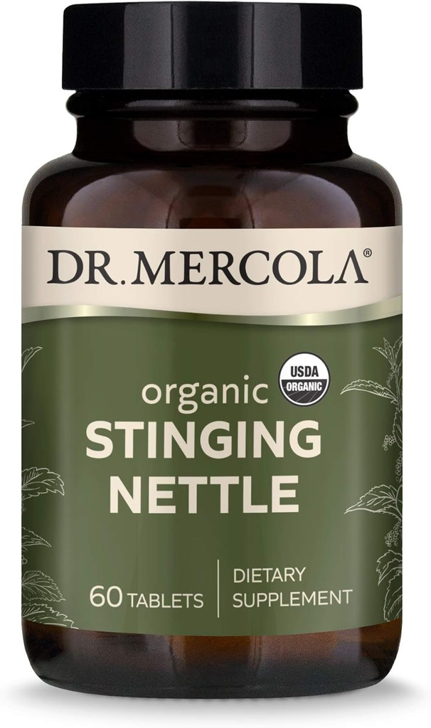Dr. Mercola Organic Stinging Nattle Diētiskā Papildinājums, 60 Kalpojumi (60 tabletes), ne ĢMO, bez lipekļa, bez sojas, USDA Organic