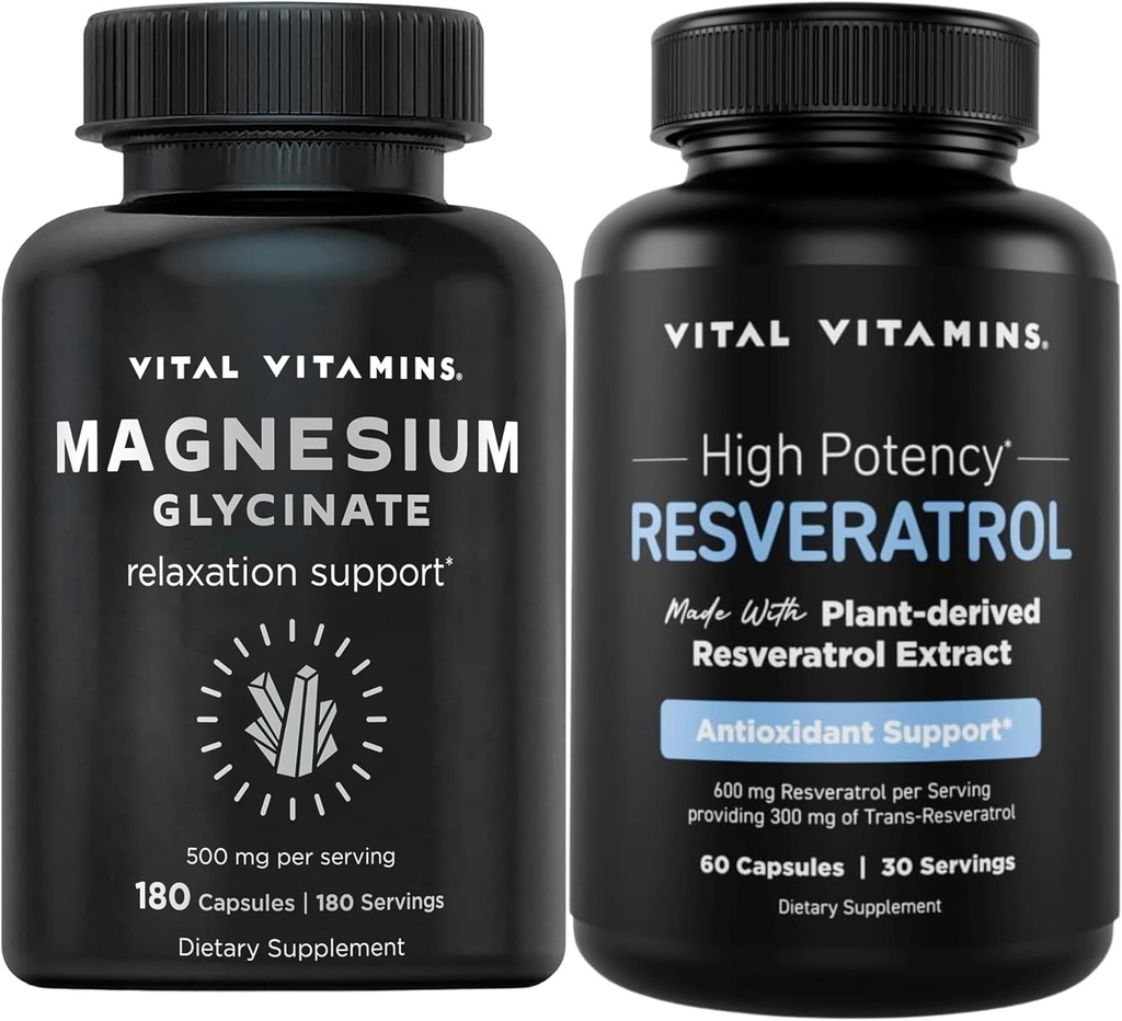 Vitamīni Magnija Glicināta kapsulas + Resveratrol kapsulas