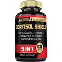 9in1 Cortisol Shield - Ashwagandha & Magny Glycinate, Rhodiola, Fosfatidilserīns, L-Teanīns, lakricas sakne, asinszāle, Lions Mane - Mind & Mood, Atpūtas nakts atbalsts - 60 kapsulas
