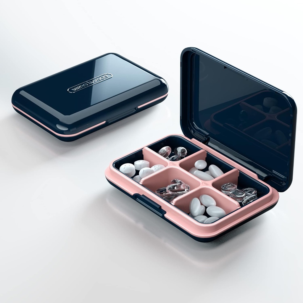 Travel Pill Case, Pill Box - Acedada Portable Pill turētājs, Travel Pill Container Pill Carrier Purse, ūdensizturīgs Compact Medicine Organizators Box, Blue