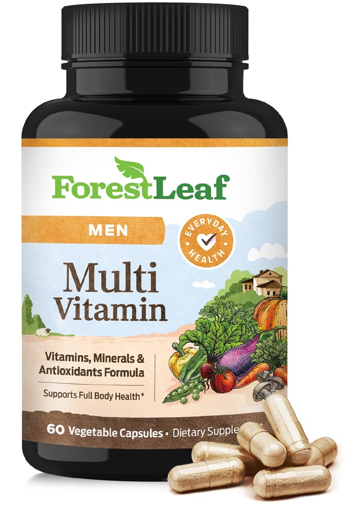 ForestLeaf Daily Vitamīnu multivitamīni vīriešiem, multivitamīni vīriešiem - Mens Multivitamīni un multiminerāli Papildinājums - visi Essential Vitamīni, kas nepieciešami veselībai, ilgizturība un enerģija
