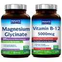 Iedzimta Vitalitāte Magnija glicināts & Vitamīns B12 Pack, Nav Gluten & Vegan, Magnijs (120 Caps) & Vitamīns B12 (90 Ātri izšķīdina Tabs), Vērtības Iepakojums, Bandle & Saglabāt