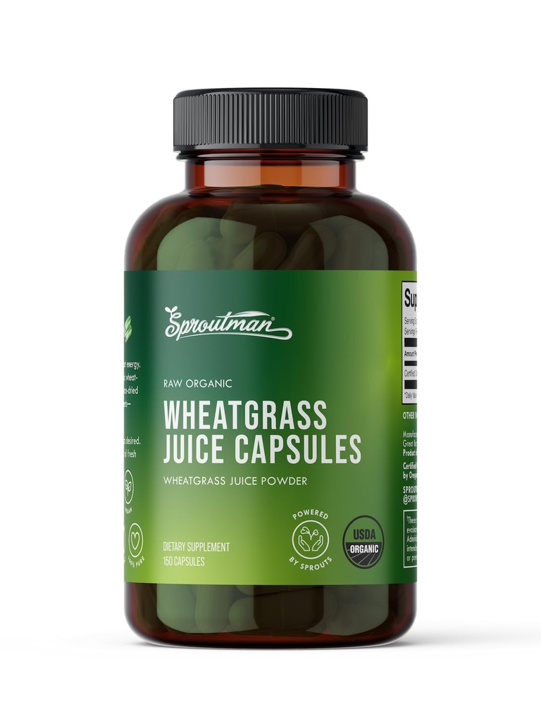 Organiskās kviešuzāļu sulas pulveris Kapsulas ar Sparģelis - 100% Pure kviešuzāle - AIDS Gremošana - augsts vitamīnu, antioksidanti, hlorofils, enzīmi, minerālvielas un enerģija (150 tabletes)